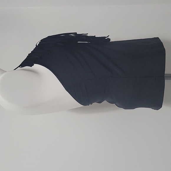 JESSICA SIMPSON SWIM HALTER TIE BIKINI FRINGE TANKINI BLACK TOP M SIZE M - Picture 6 of 10